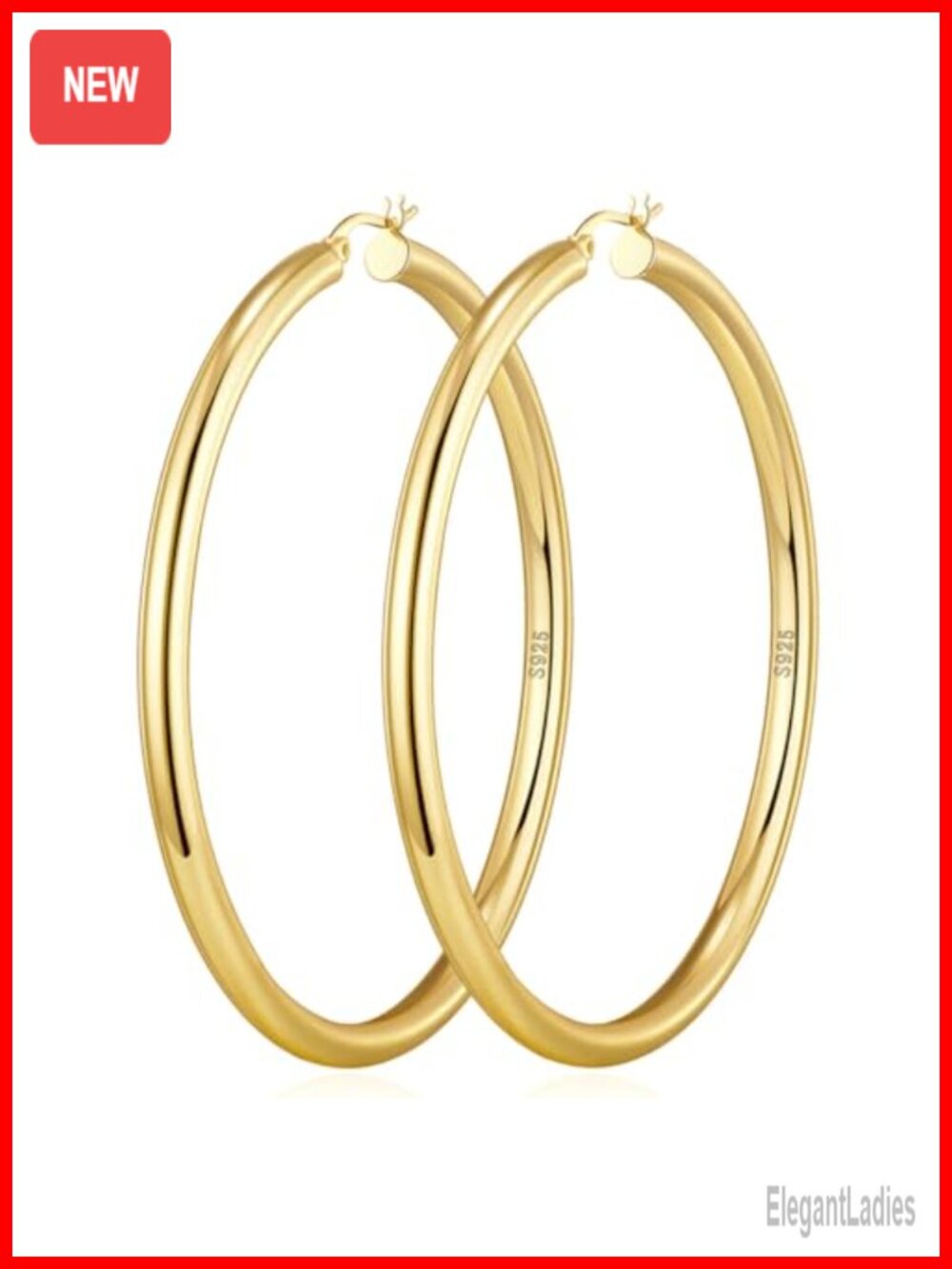 Chunky Gold Hoop Earrings Sterling Silver Post Lightweight Hypoallergenic